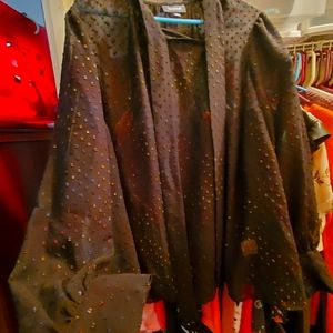 Modcloth black and rainbow iridescent blouse 1x